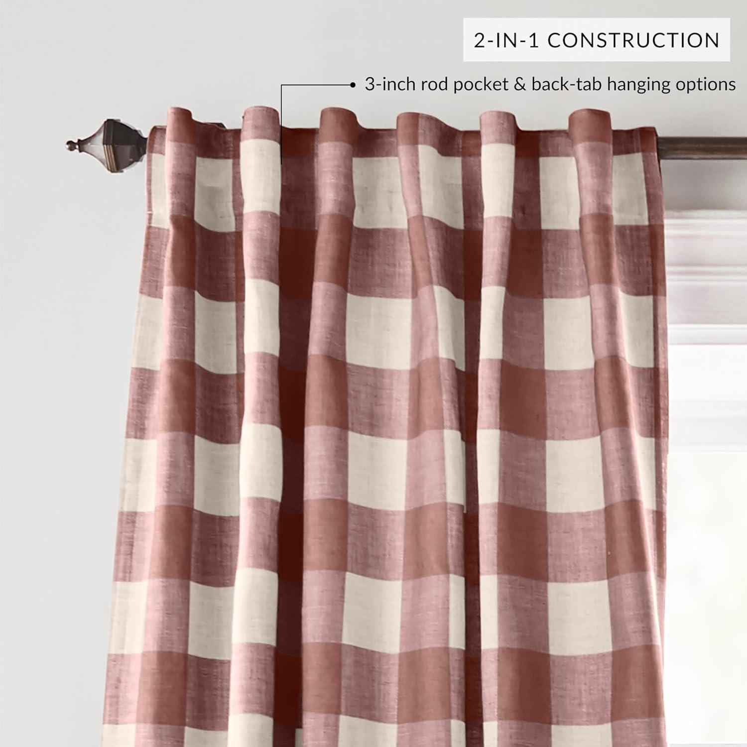 Elrene Grainger Buffalo Check Lined Room Darkening Single Window Curtain Panel - Elrene Home Fashions