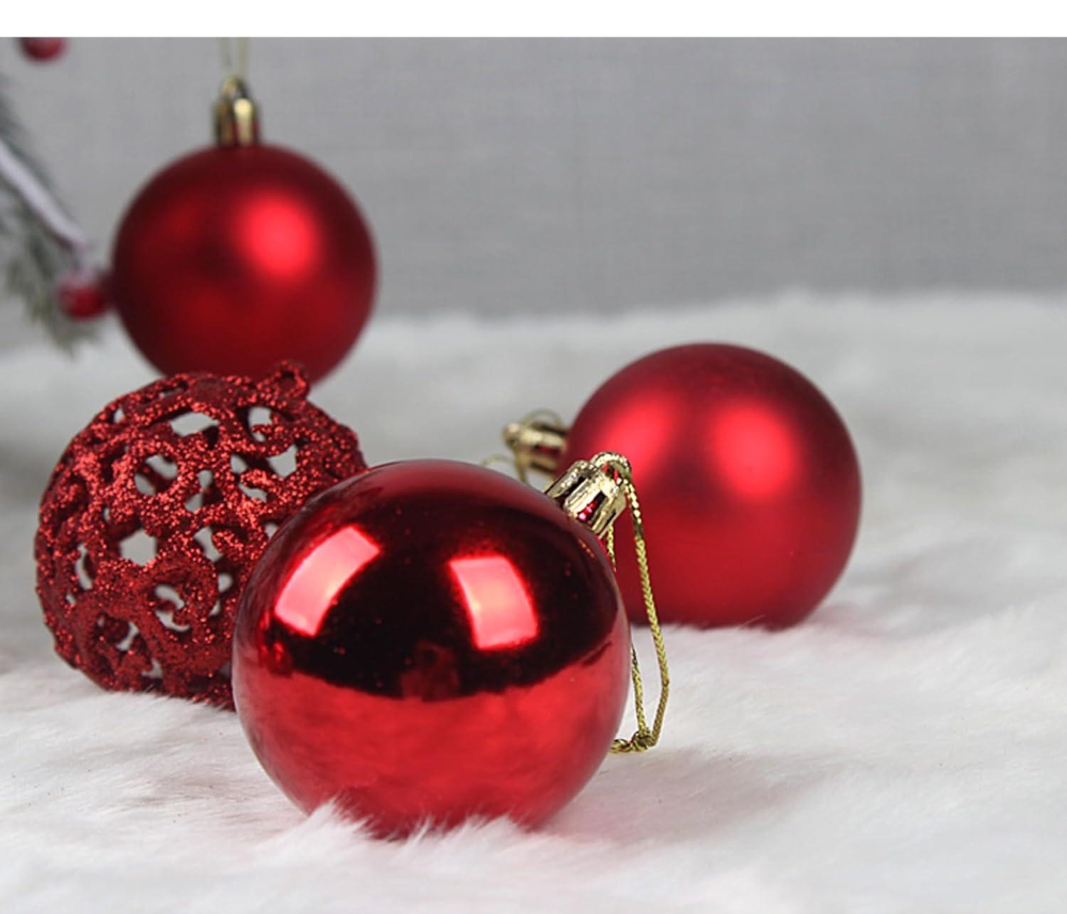 ArWgKavx Reduced Hangs 100Pc Christmas Ball Ornaments Shatterproof Balls for Christmas Tree Decoration Red