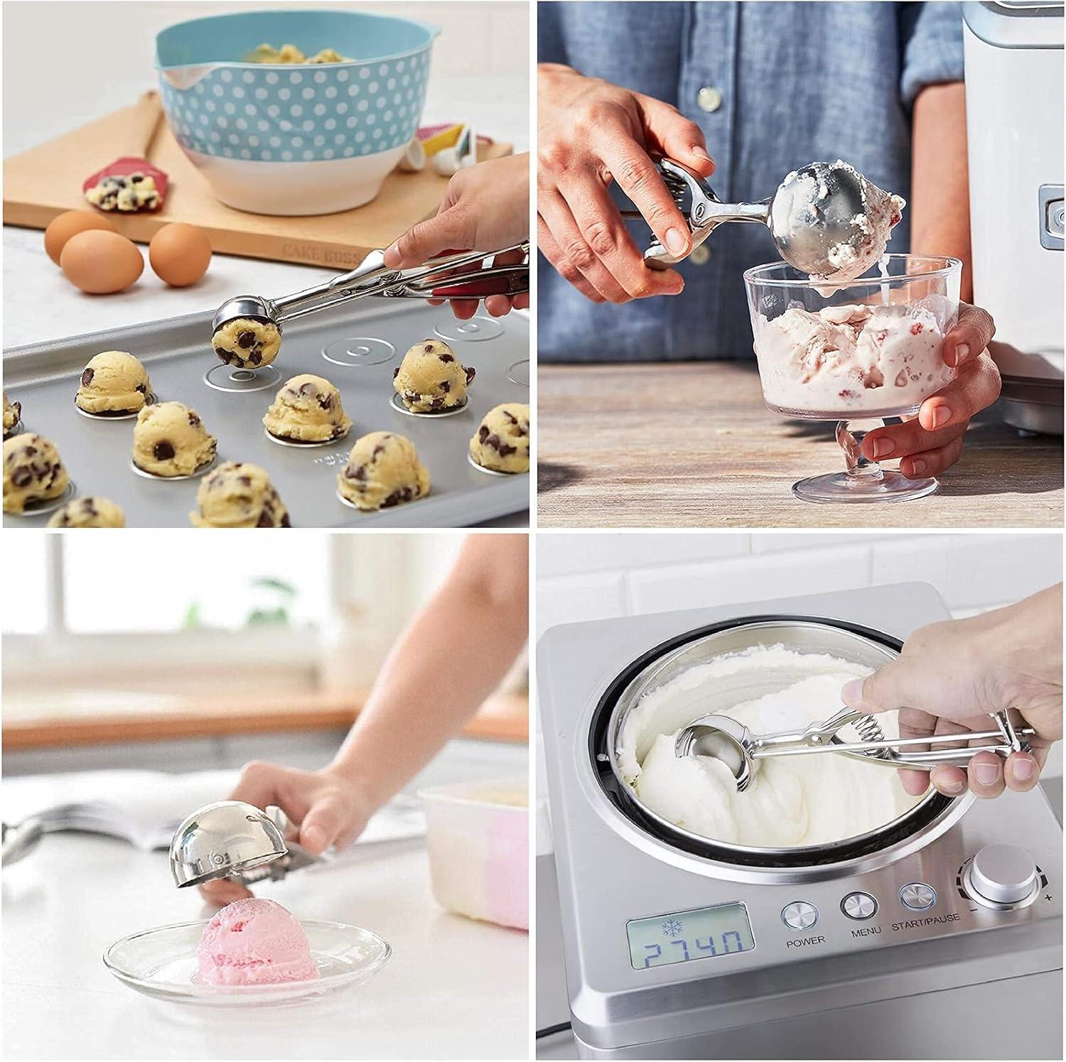 Stainless Steel Ice Cream and Cookie Scoop Set with Trigger Release