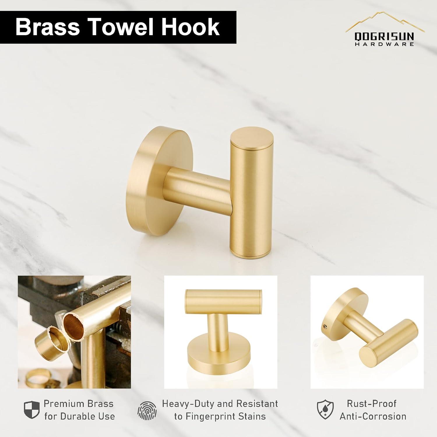 Brushed Brass Heavy Duty Wall Mounted Towel Hook