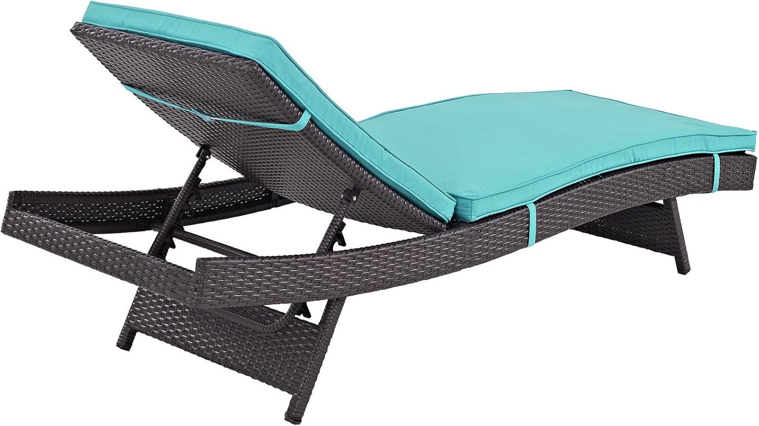 Modway Convene Outdoor Patio Chaise in Espresso Turquoise