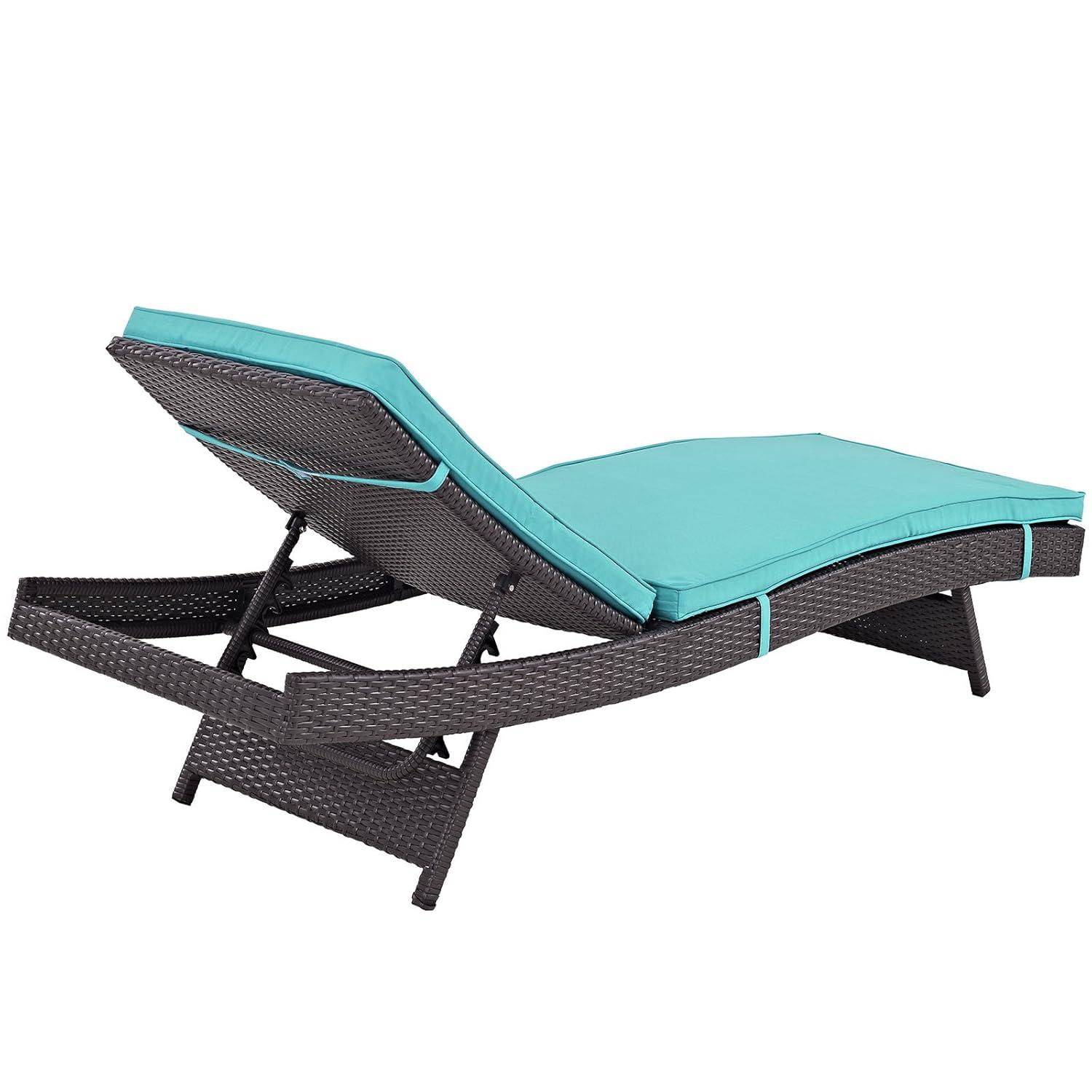Modway Convene Outdoor Patio Chaise in Espresso Turquoise