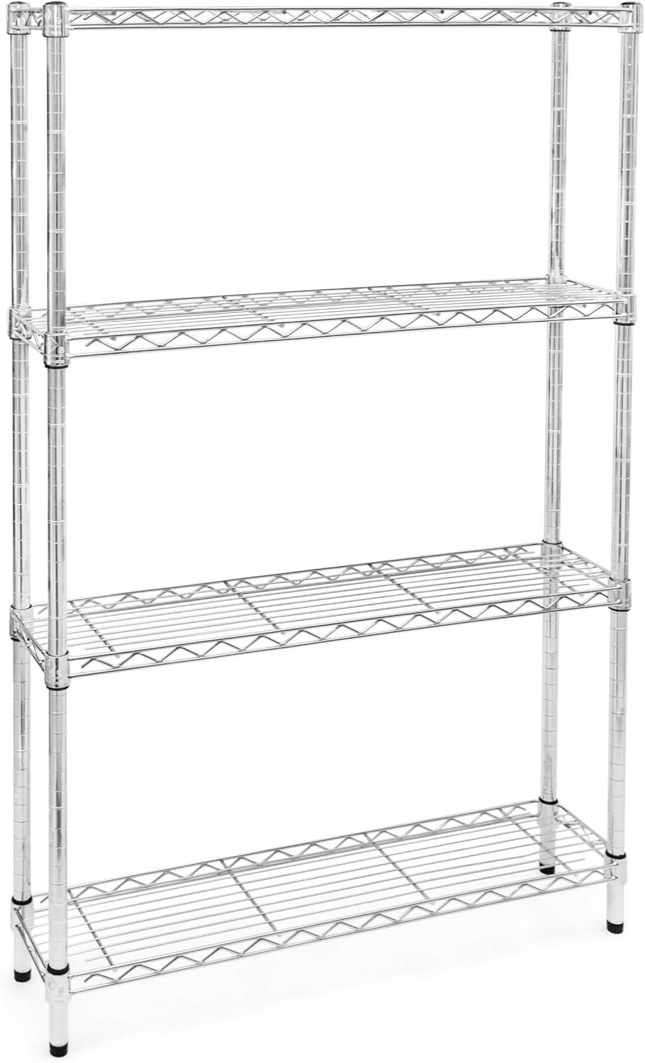 Shelving.com Chrome Wire Shelving with 4 Tier Shelves - 8"d x 36"w x 96"h
