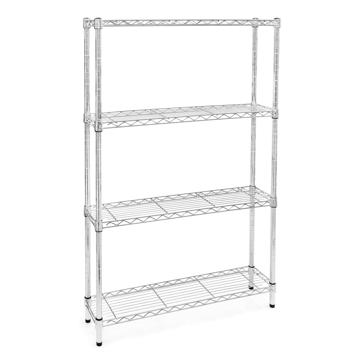 Shelving.com Chrome Wire Shelving with 4 Tier Shelves - 8"d x 36"w x 96"h