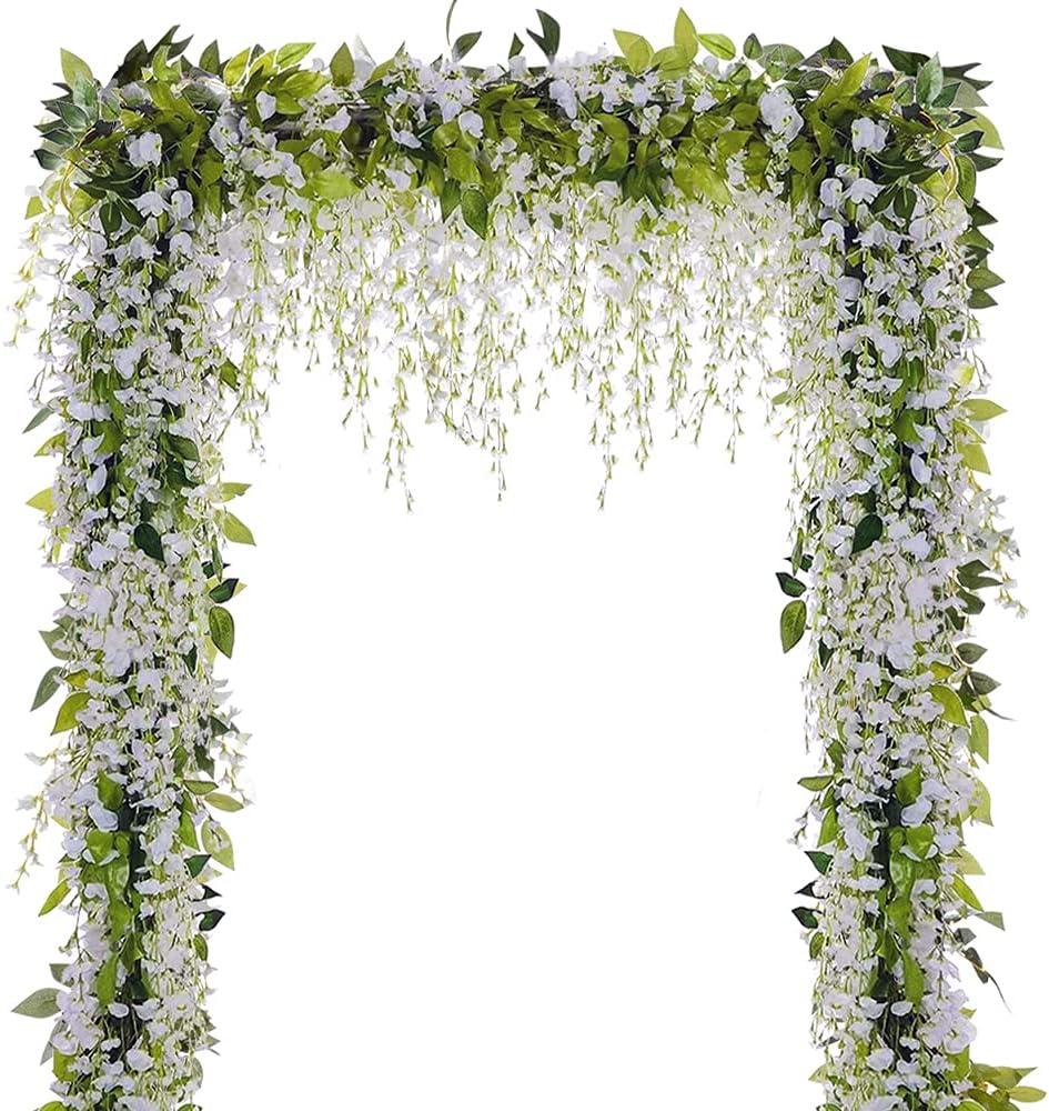 Sinhoon Wisteria Garland Artificial Flowers Wisteria Vine - 5Pcs Total 33ft Fake Wisteria Hanging Flower