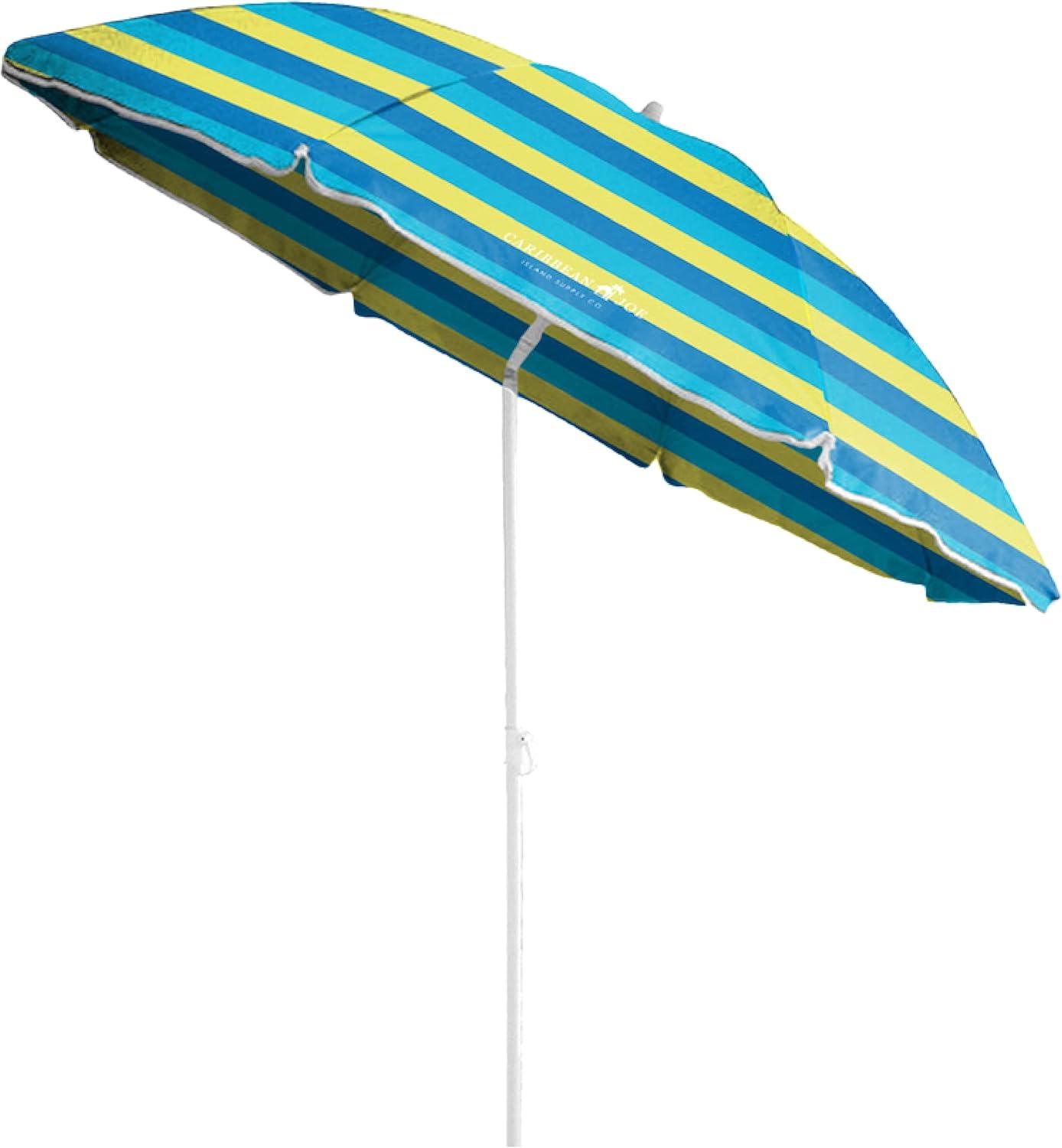 Caribbean Joe 6ft Blue and Yellow Beach Umbrella with UV Protection