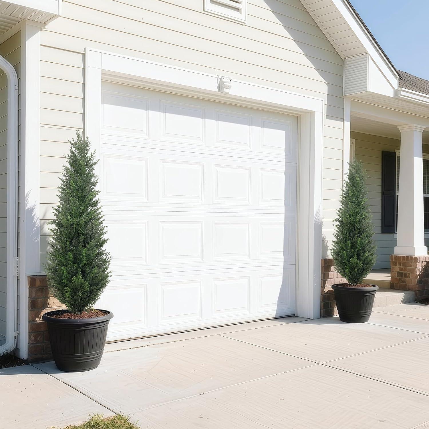 4FT 2-Pack Artificial Cedar Topiary Trees UV Resistant Potted Shrubs Fake Plants, Faux Pine Tree Plant for Home Office Garden Front Porch Patio Indoor Outdoor Party Wedding  Decor