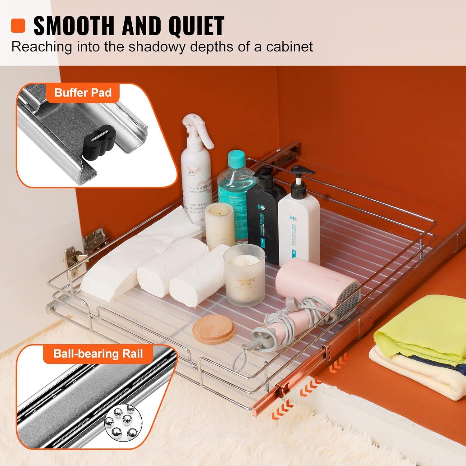 Chrome-Plated Steel Pull Out Cabinet Organizer Shelf