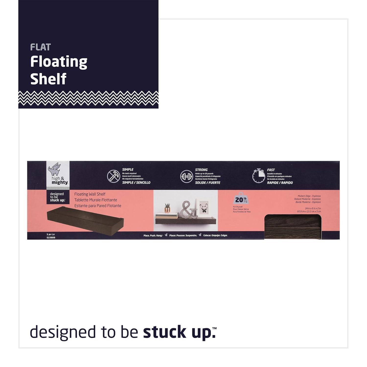 High & Mighty Floating Shelf Flat Design Espresso 18"