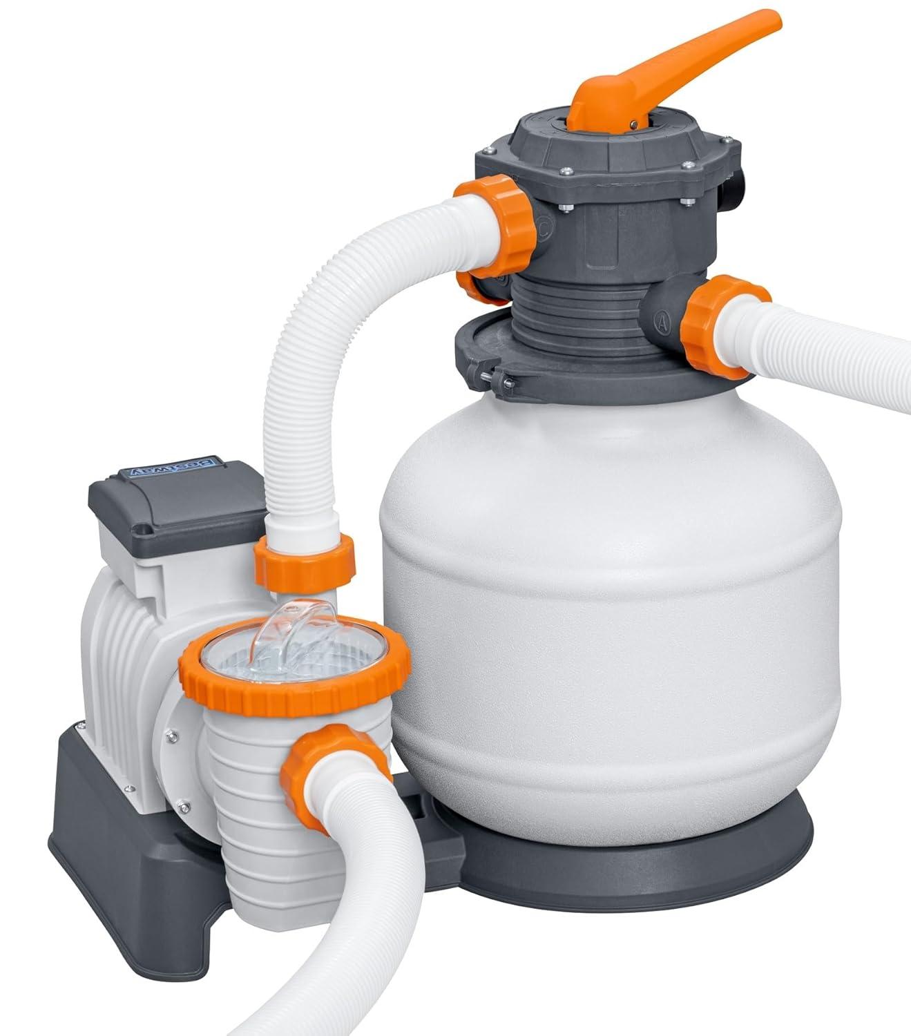 Bestway 24-ft x 12-ft x 52-in Metal frame Rectangle Above-Ground Pool with Filter Pump with Pool Cover with Ladder