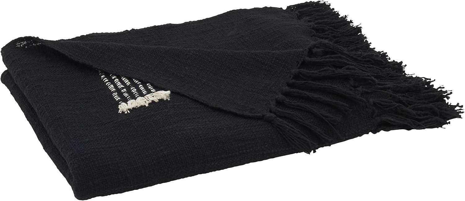 50"x60" Cotton Throw Blanket with Fringed Lines - Saro Lifestyle