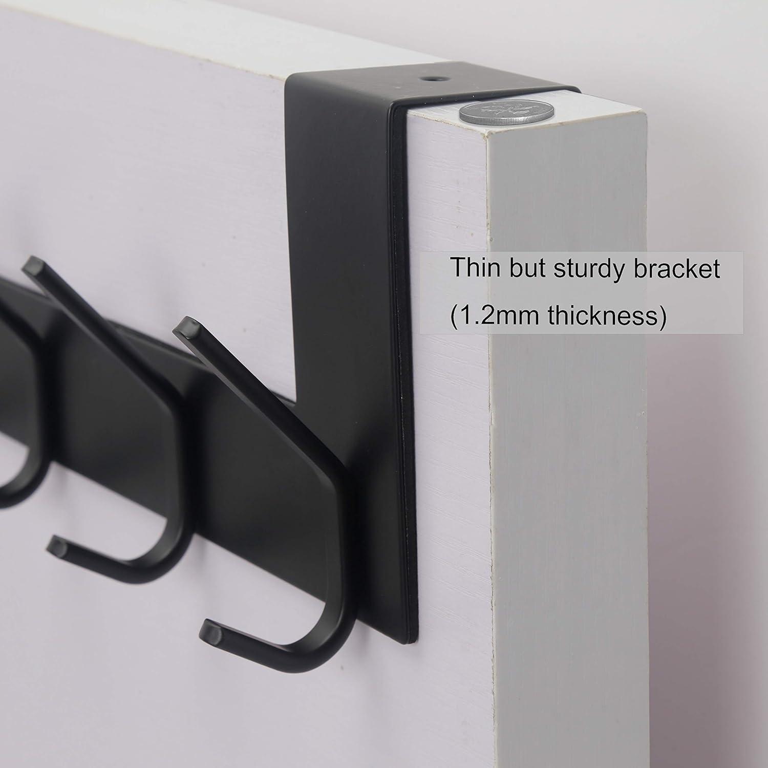 Black Stainless Steel Over Door Hook with 6 Double Hooks