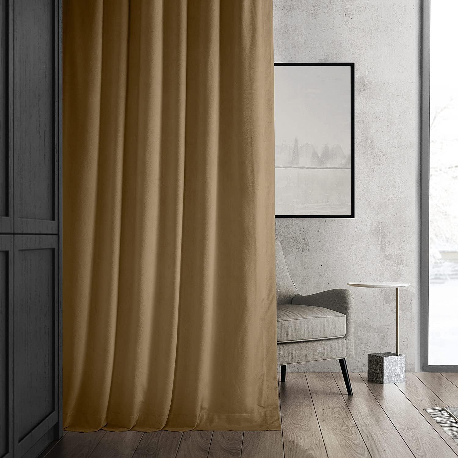 Amber Gold 96" Velvet Blackout Curtain Panel