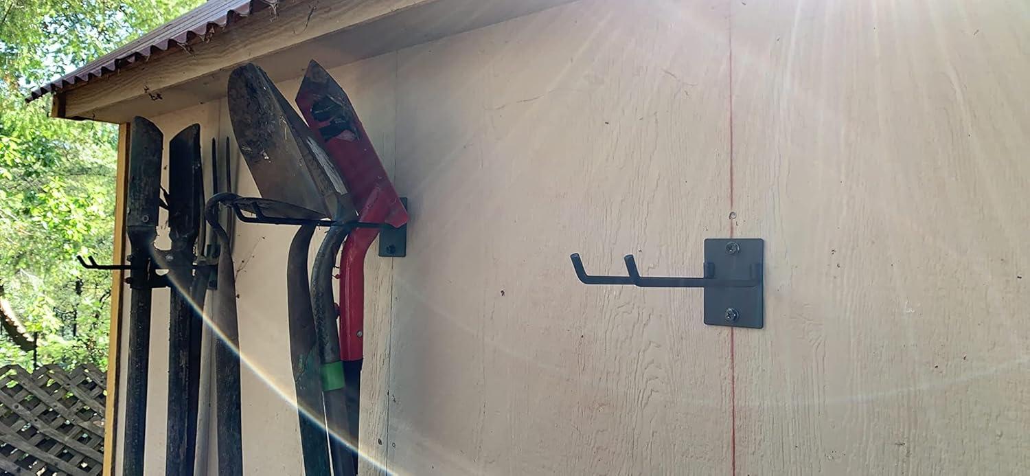 4 Pack Garage Storage Organizer for Tool Organization Heavy-Duty Solid Steel Wall Hanger for Garden Tools - Shovel Holder, Rake Broom Yard Wall Mount Hooks - Overhead Garage Storage Rack