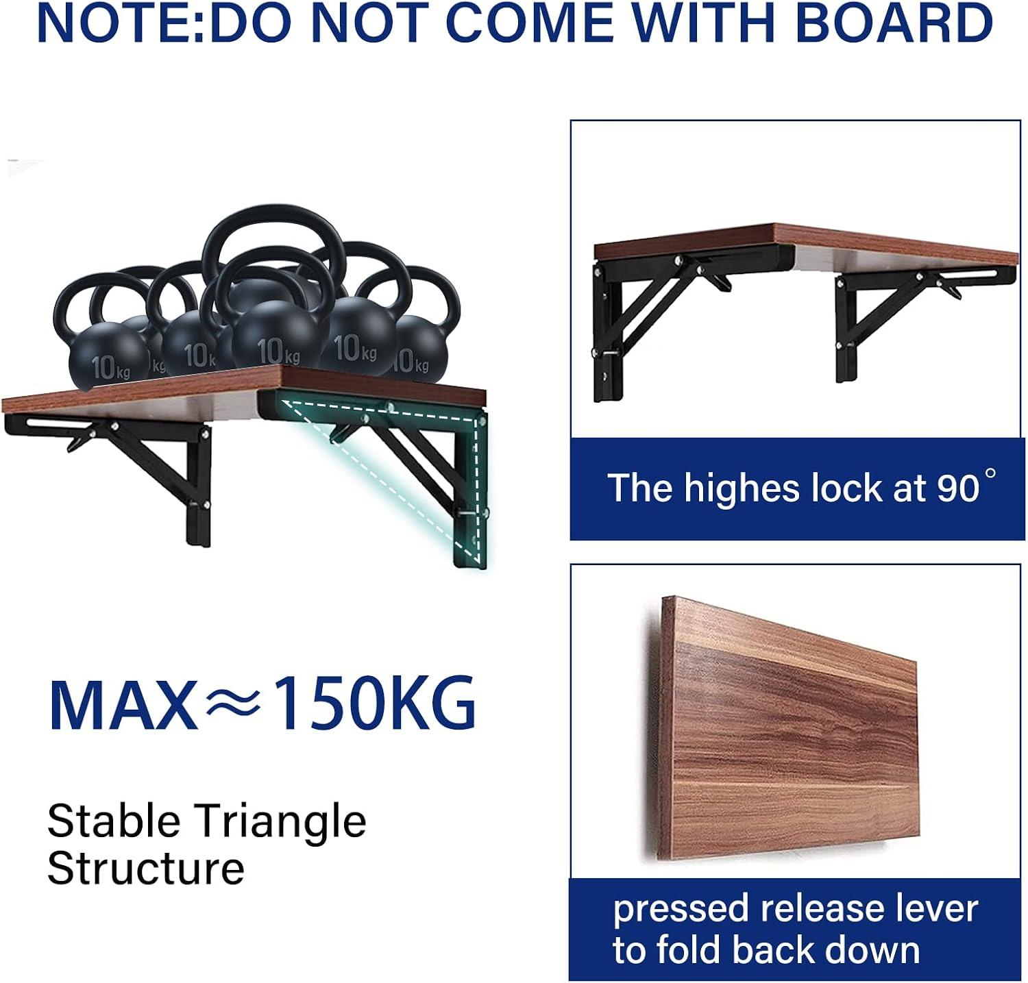 Heavy Duty Black Metal Folding Shelf Brackets