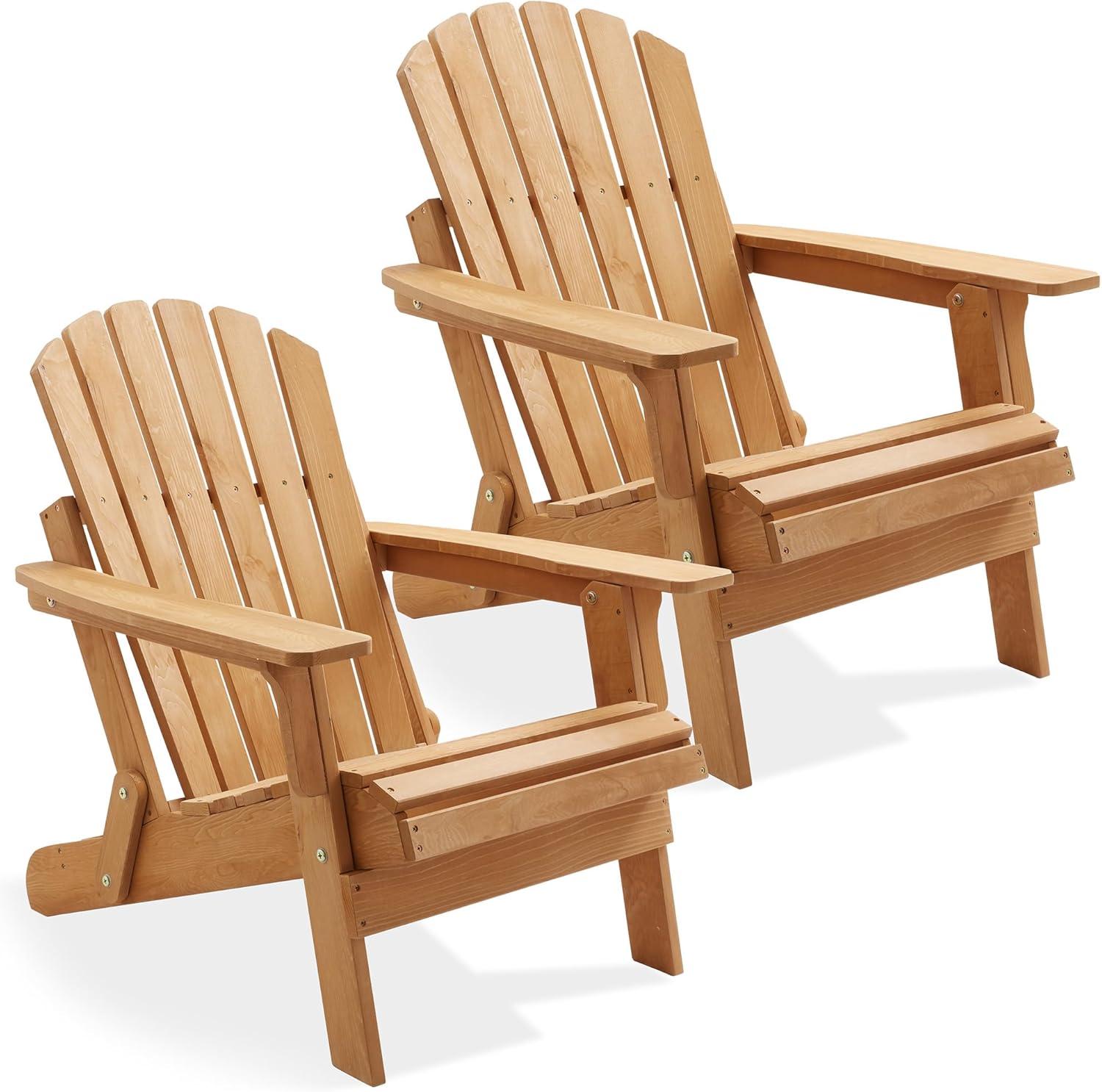 Set of 2 Oversized Folding Wooden Adirondack Chair (Set of 2)