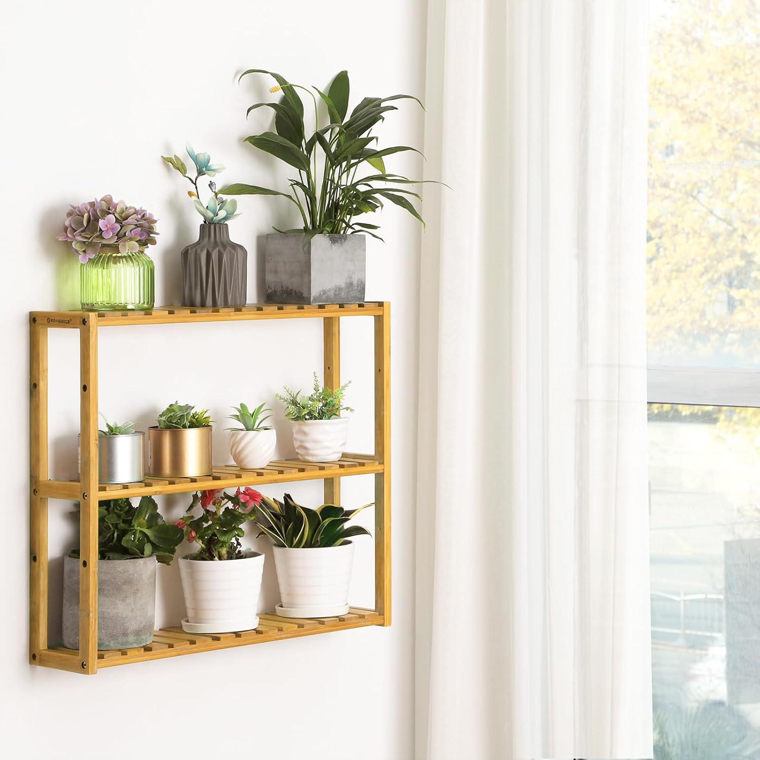 Natural Bamboo 3-Tier Adjustable Utility Shelf