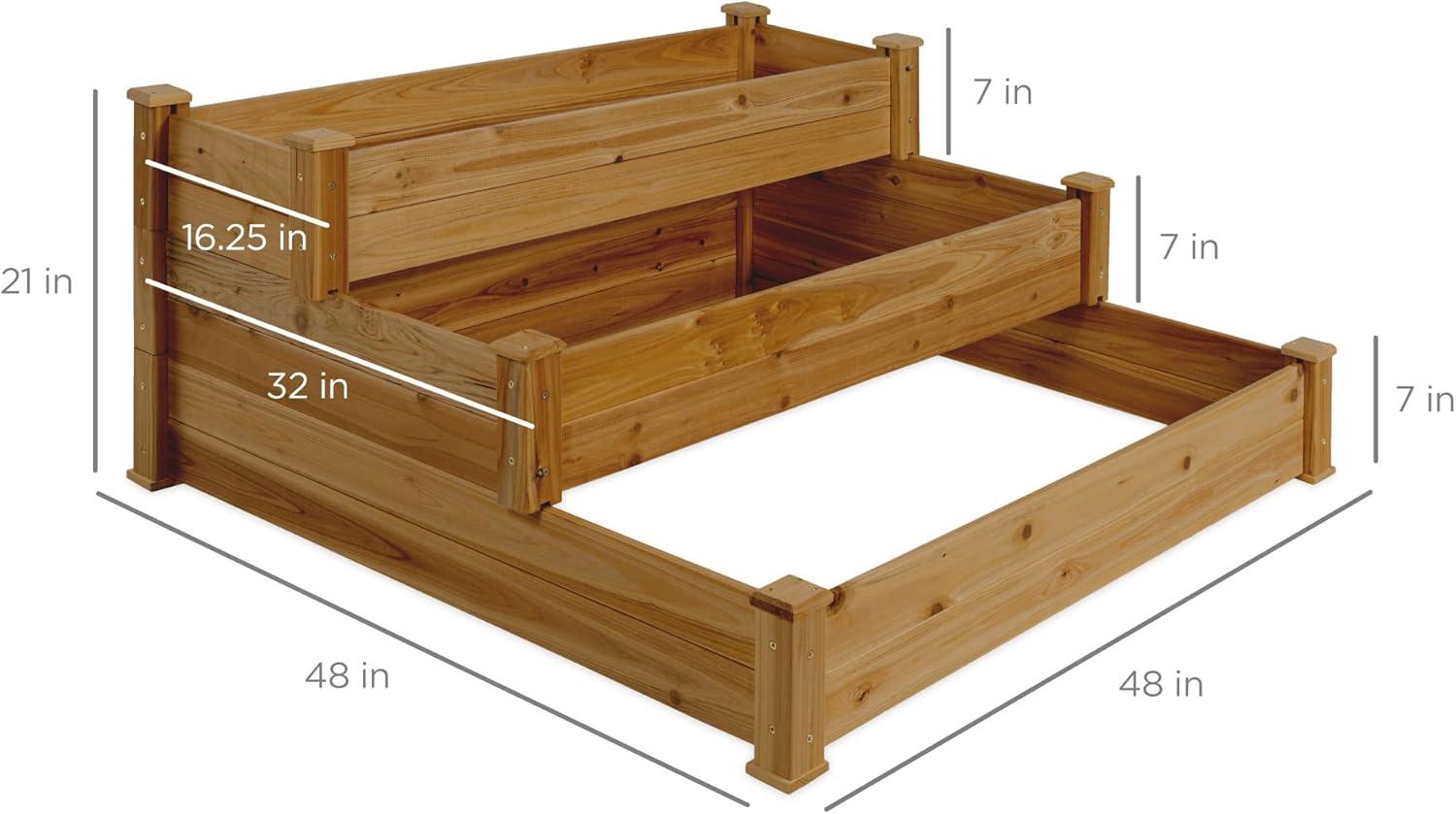 Arlmont & Co. Rosselyn 3-Tier Fir Wood Raised Garden Bed Planter for Plants, Vegetables, Outdoor Gardening