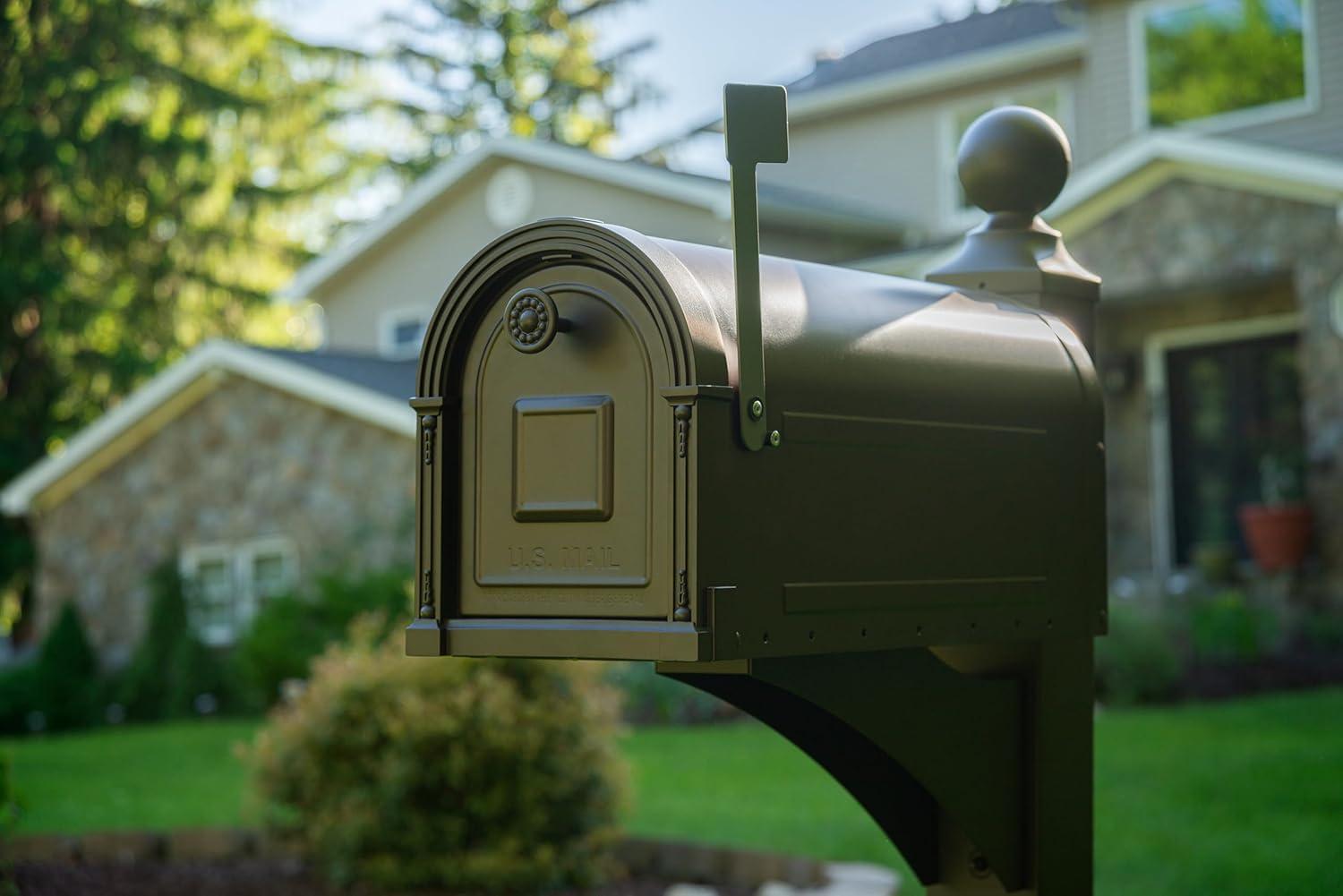 Gibraltar Mailboxes Garrison Large, Steel, Post Mount Mailbox, Venetian Bronze, GM160VB0