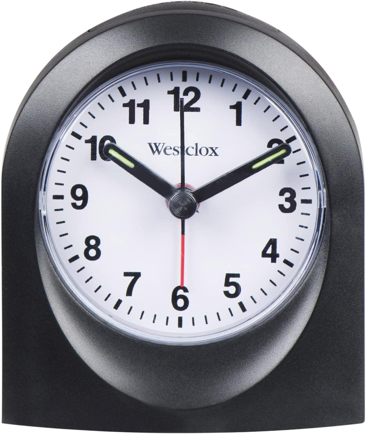 Westclox Compact White Analog Travel Alarm Clock