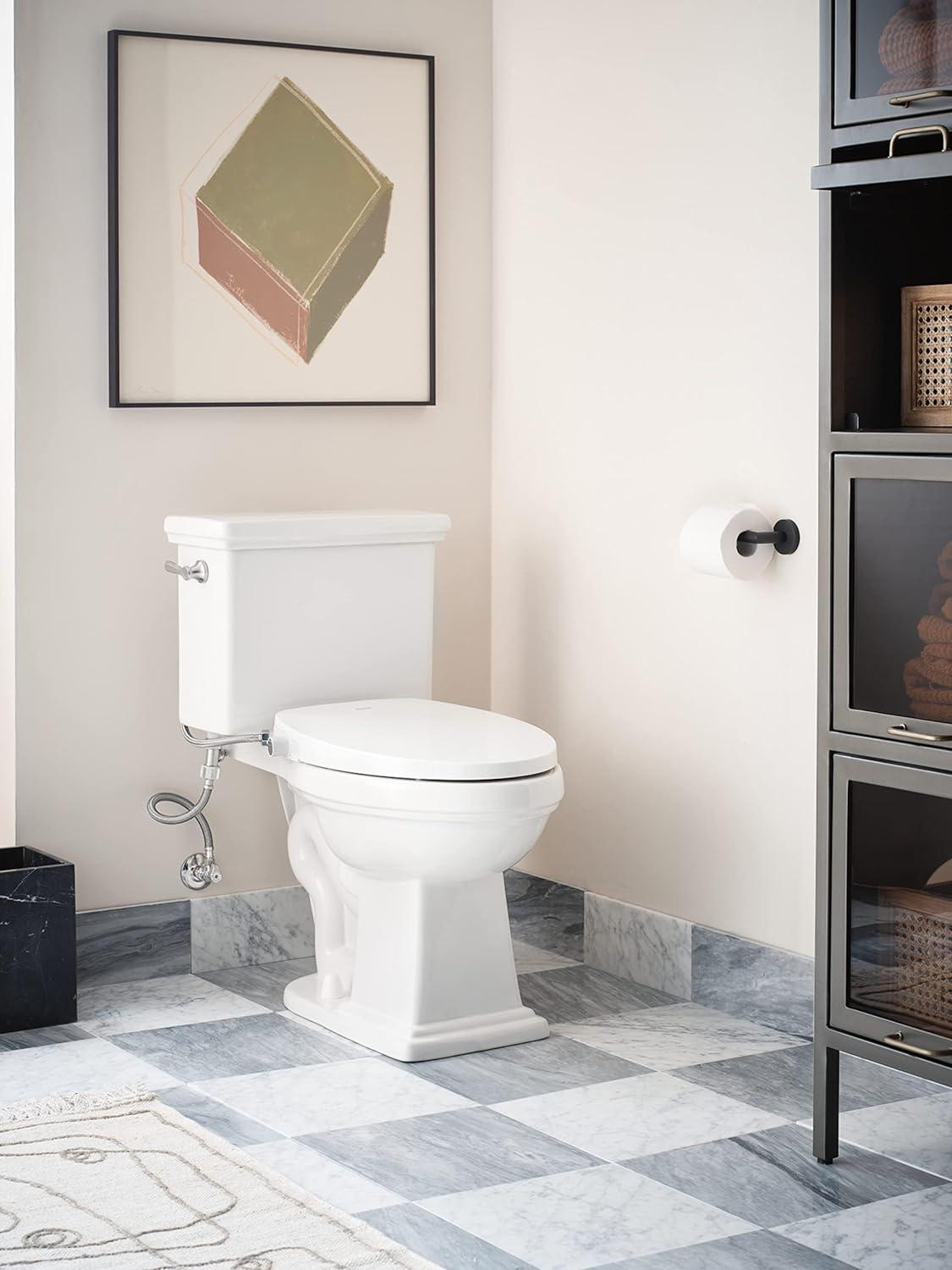 White Non-Electronic Elongated Bidet Seat with Soft-Close Lid