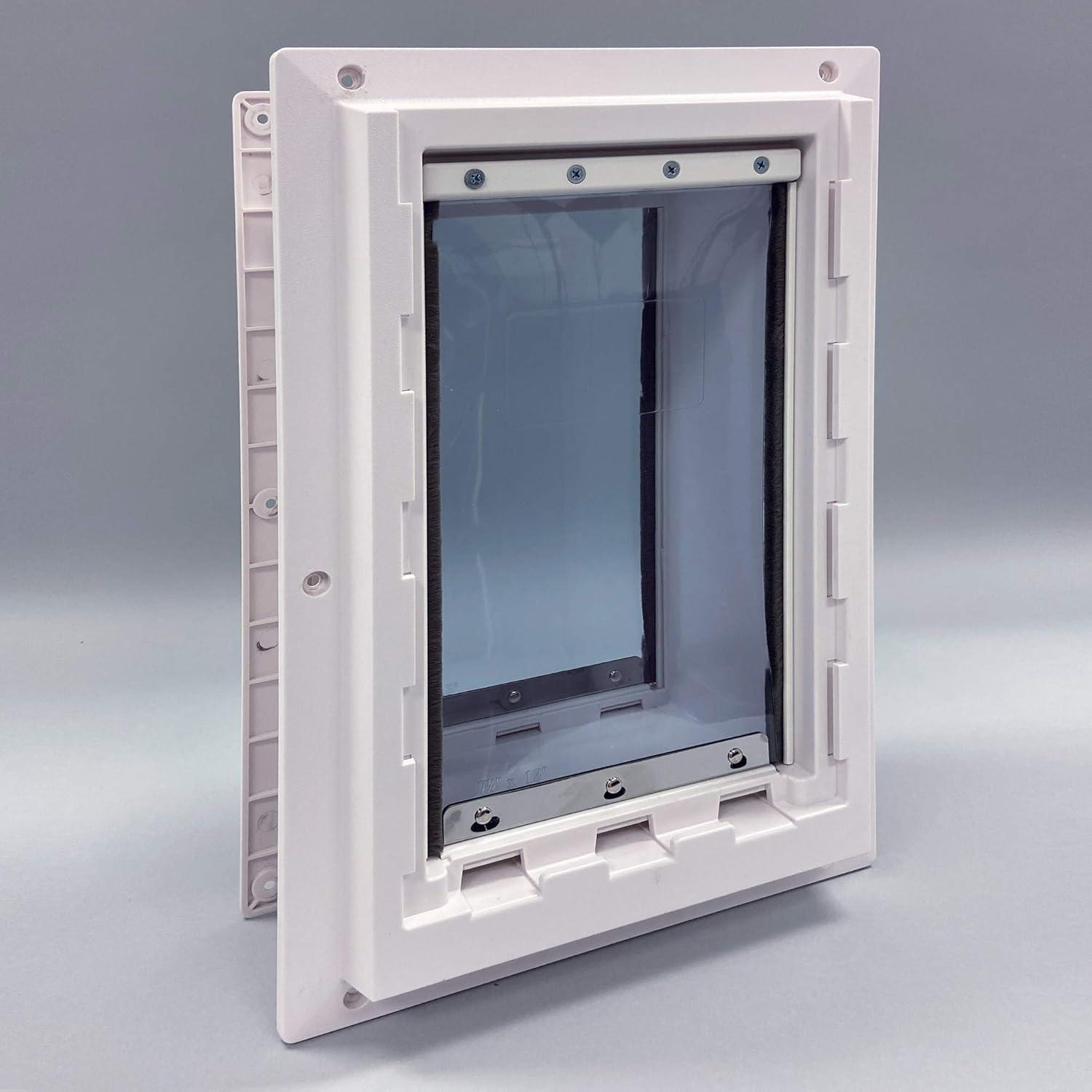 Ideal Pet Products Wall Entry Pet Door Double Flap for Walls with Built-in Telescoping Tunnel and Lock-Out Slide, Extra Large, White (WEPD2XL)