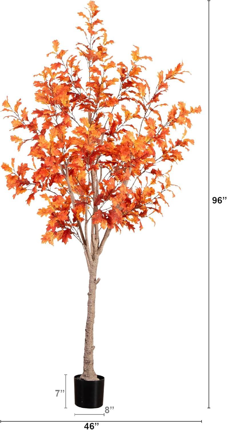 8-Foot Autumn Oak Artificial Tree in Black Pot