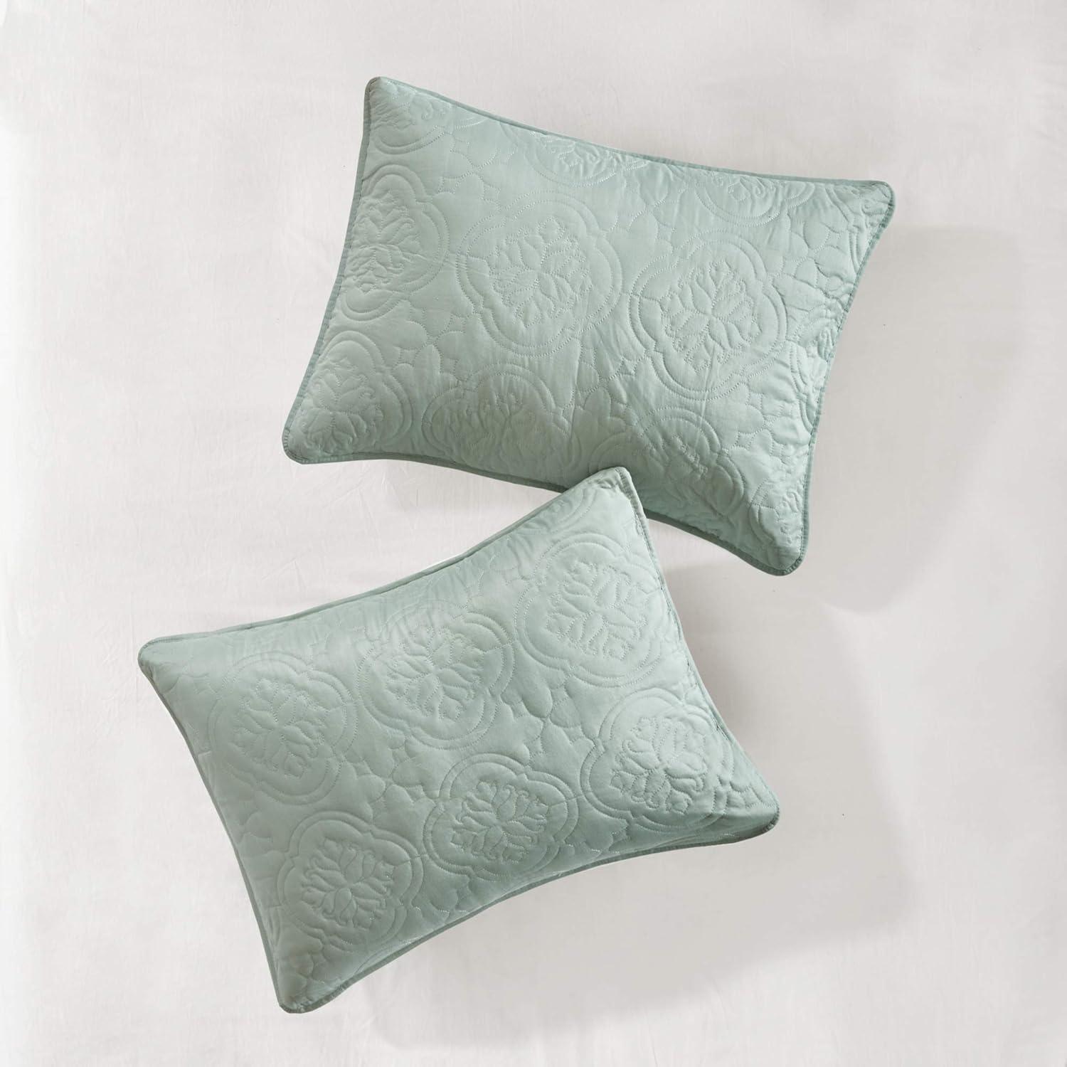 Seafoam Microfiber Reversible Full Bedspread Set