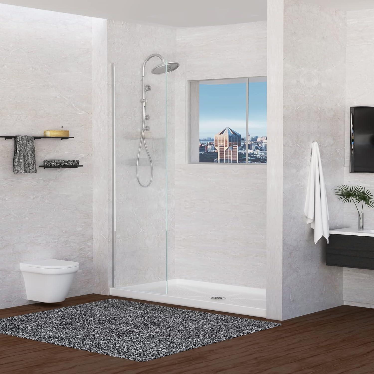 White Acrylic Rectangular Shower Base with Center Drain, 60" x 32"