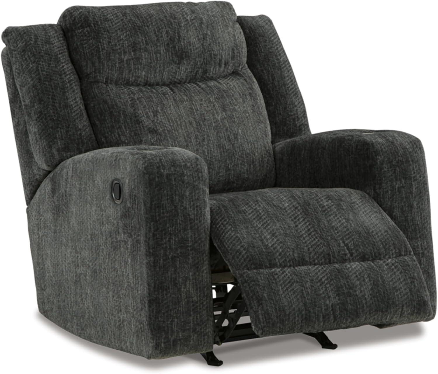 Black Velvet Modern Recliner with Cup Holders