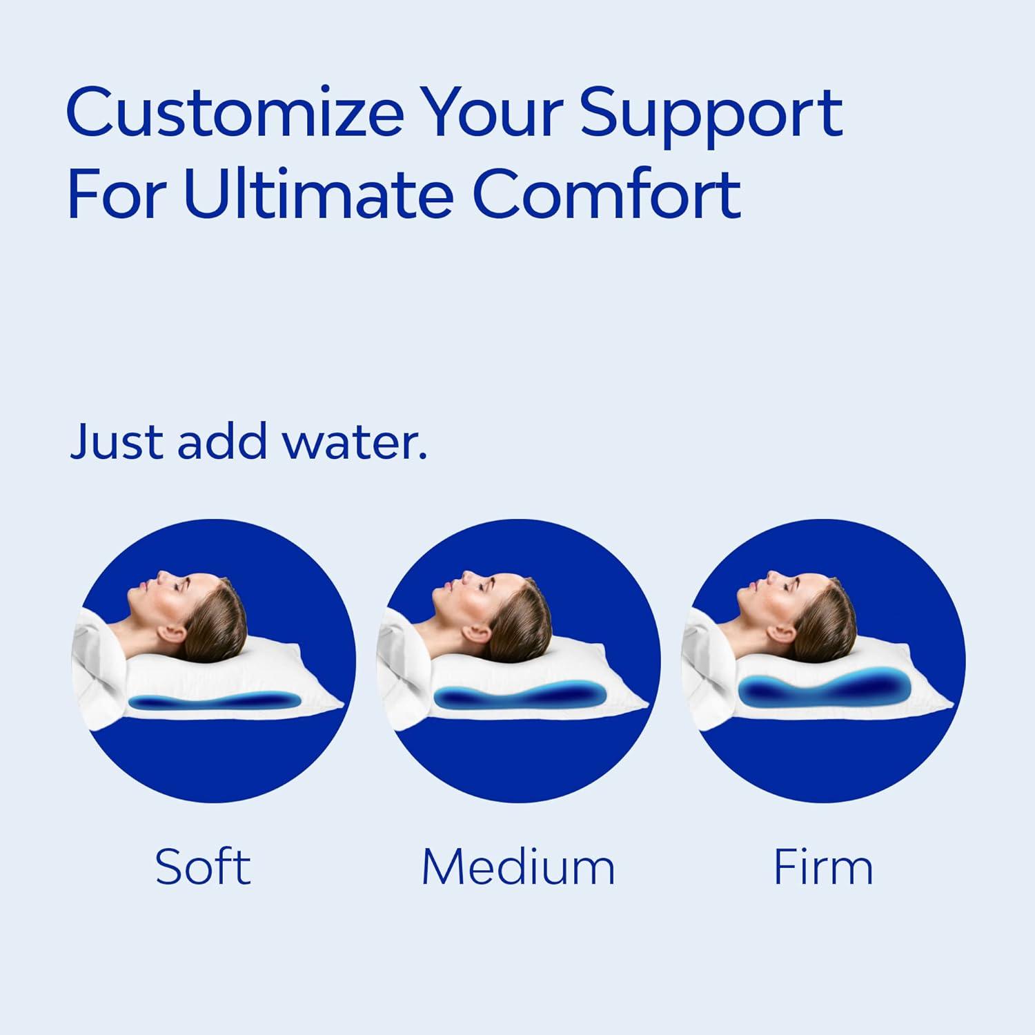 Water Pillow - Elite Collection, Down Alternative Pillow. Orthopedic Pillow for Neck Pain Relief, Adjustable Water Pillow for Sleeping. (Single Pillow)