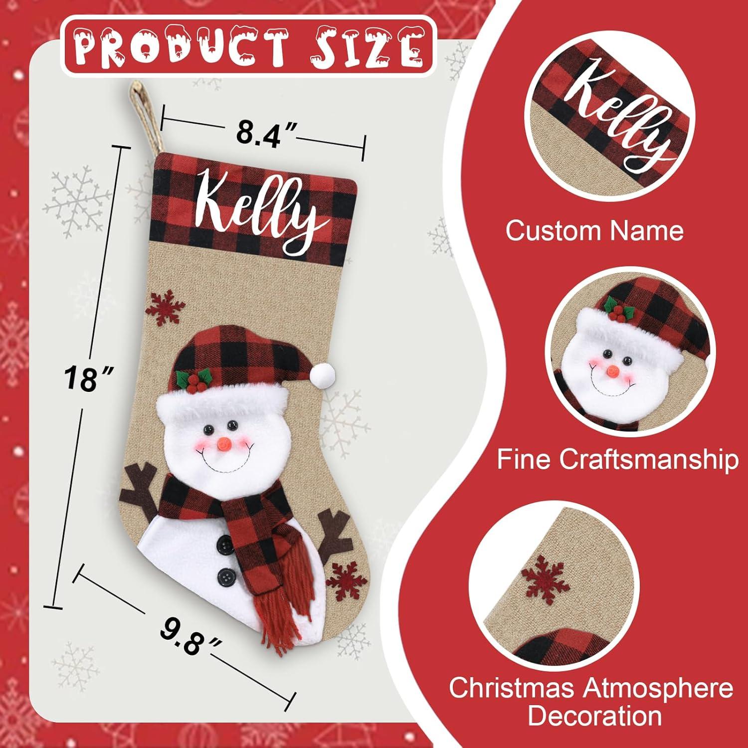 Xulianz Clearance Christmas Stockings Personalized Christmas Stockings with Name | 18\" Custom Holiday Stocking | Gnome, Deer, Santa, Snowman | Plaid & Burlap | Festive Home Décor & Christmas Gifts