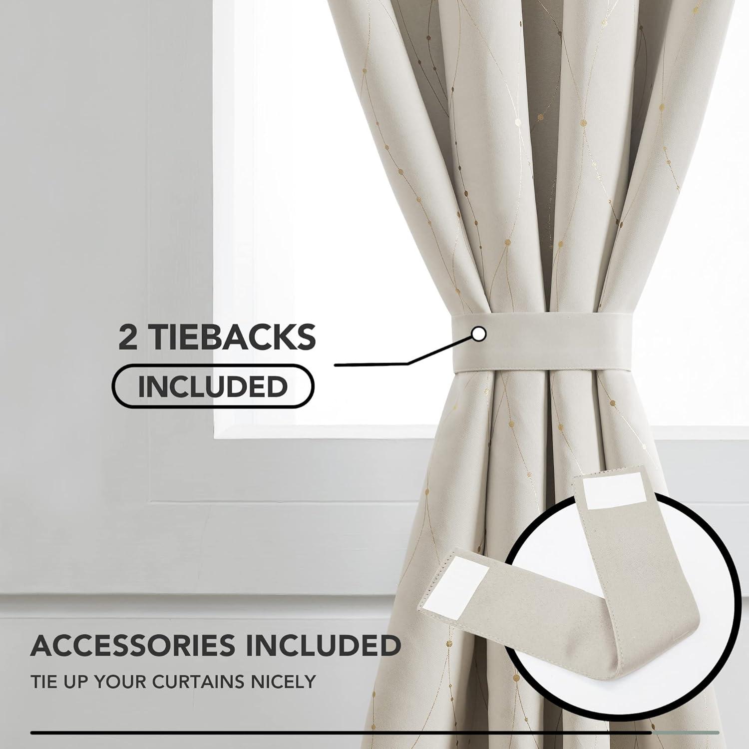 Deconovo Blackout Curtains - Thermal Insulated, Noise-Reducing Window Drapes for Bedroom, Living Room -2 Panels, Beige, 42W x 95L