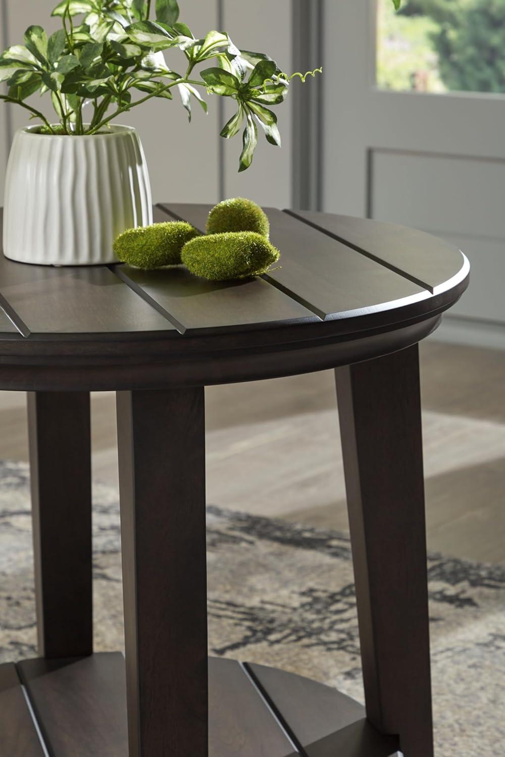 Signature Design by Ashley Celamar Modern Farmhouse End Table with Lower Shelf, Dark Brown