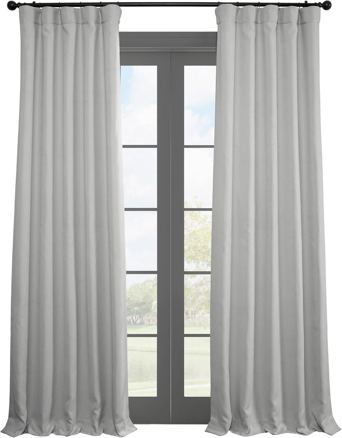 Oyster Faux Linen Room Darkening Curtain (1 Panel), Oyster, 50W X 96L