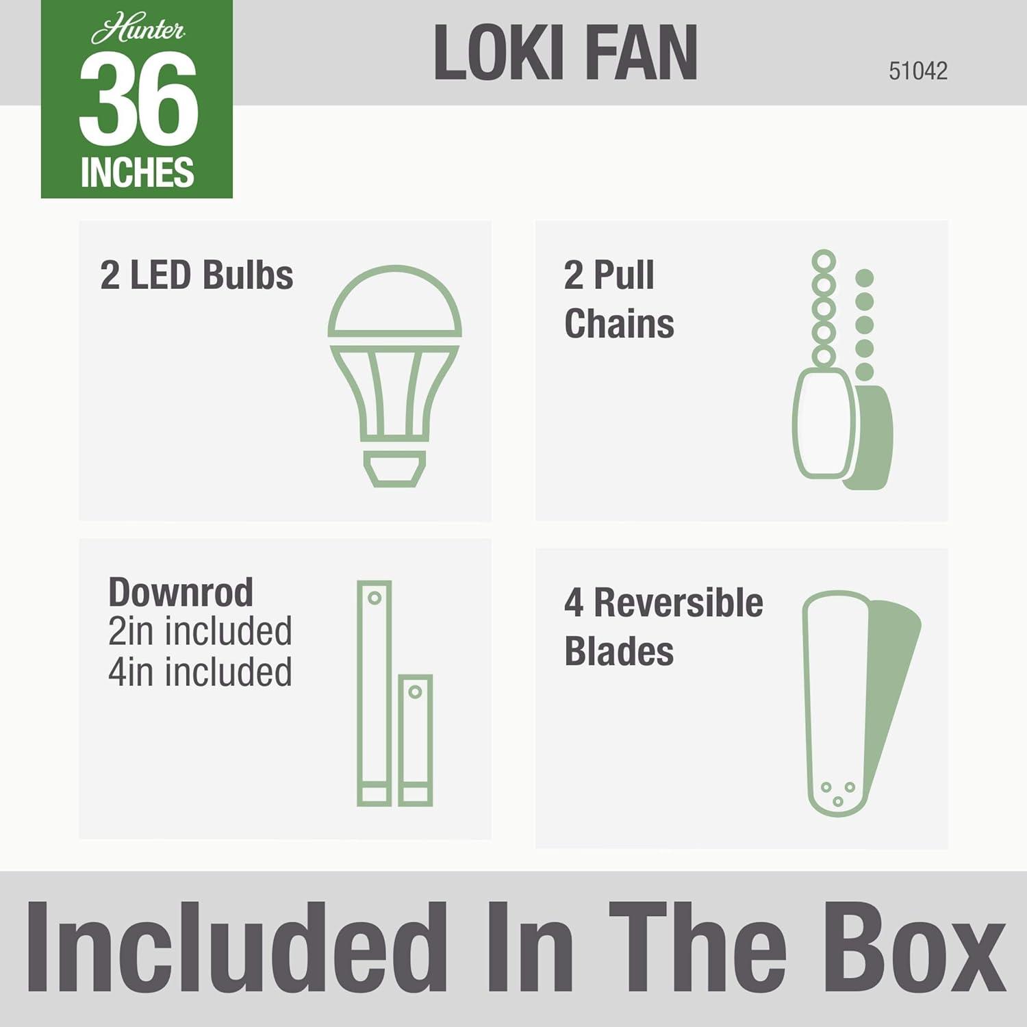 36" Loki 4 - Blade Standard Ceiling Fan with Light Kit Included