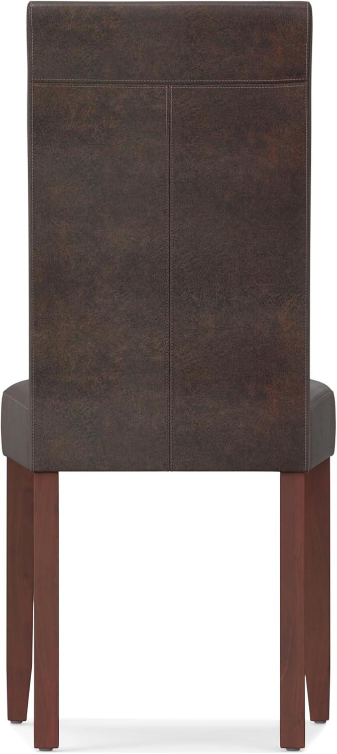 Simpli Home Acadian Andover Upholstered Parson Dining Chair with Tufted Backrest and Solid Wood Frame (Set of 2)