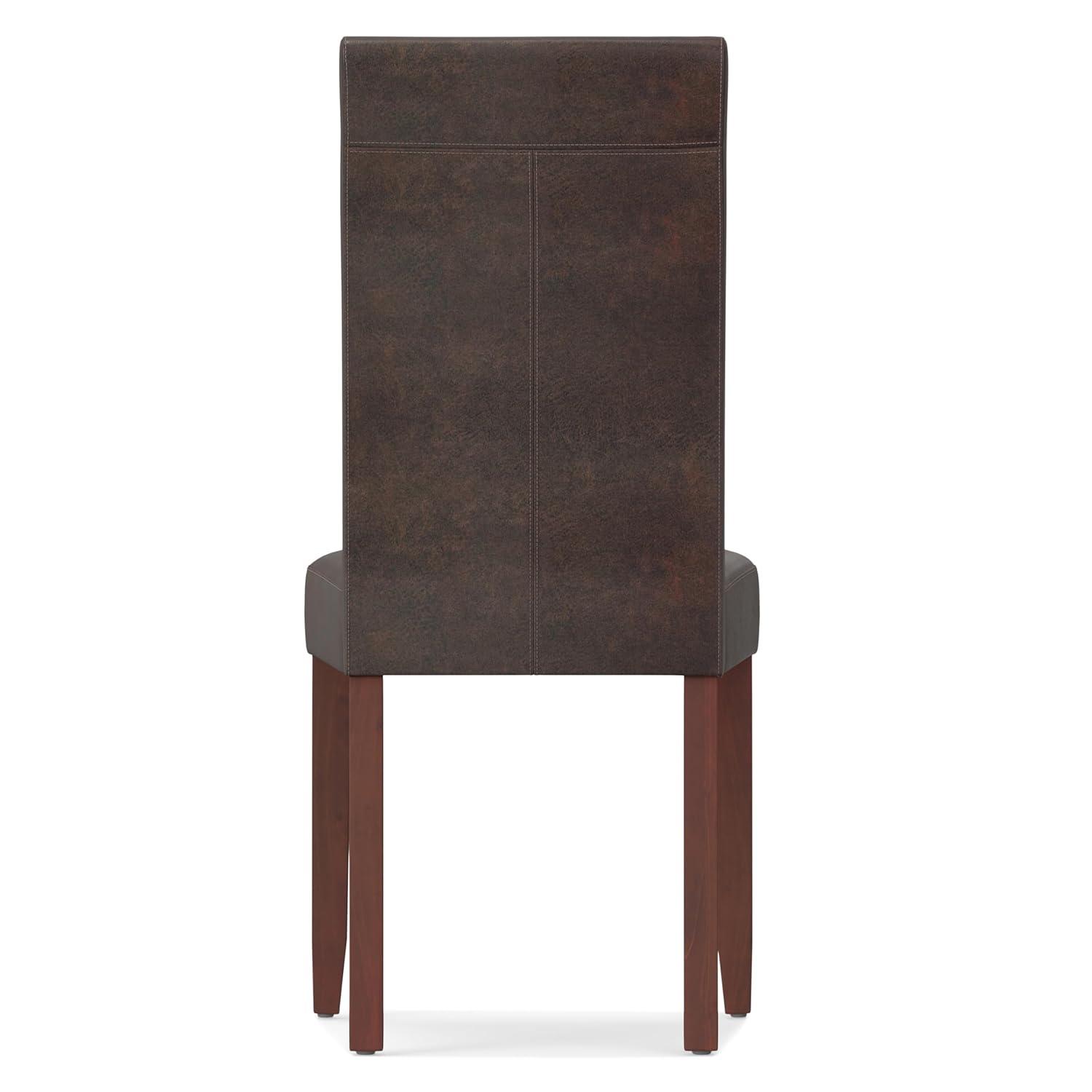 Simpli Home Acadian Andover Upholstered Parson Dining Chair with Tufted Backrest and Solid Wood Frame (Set of 2)