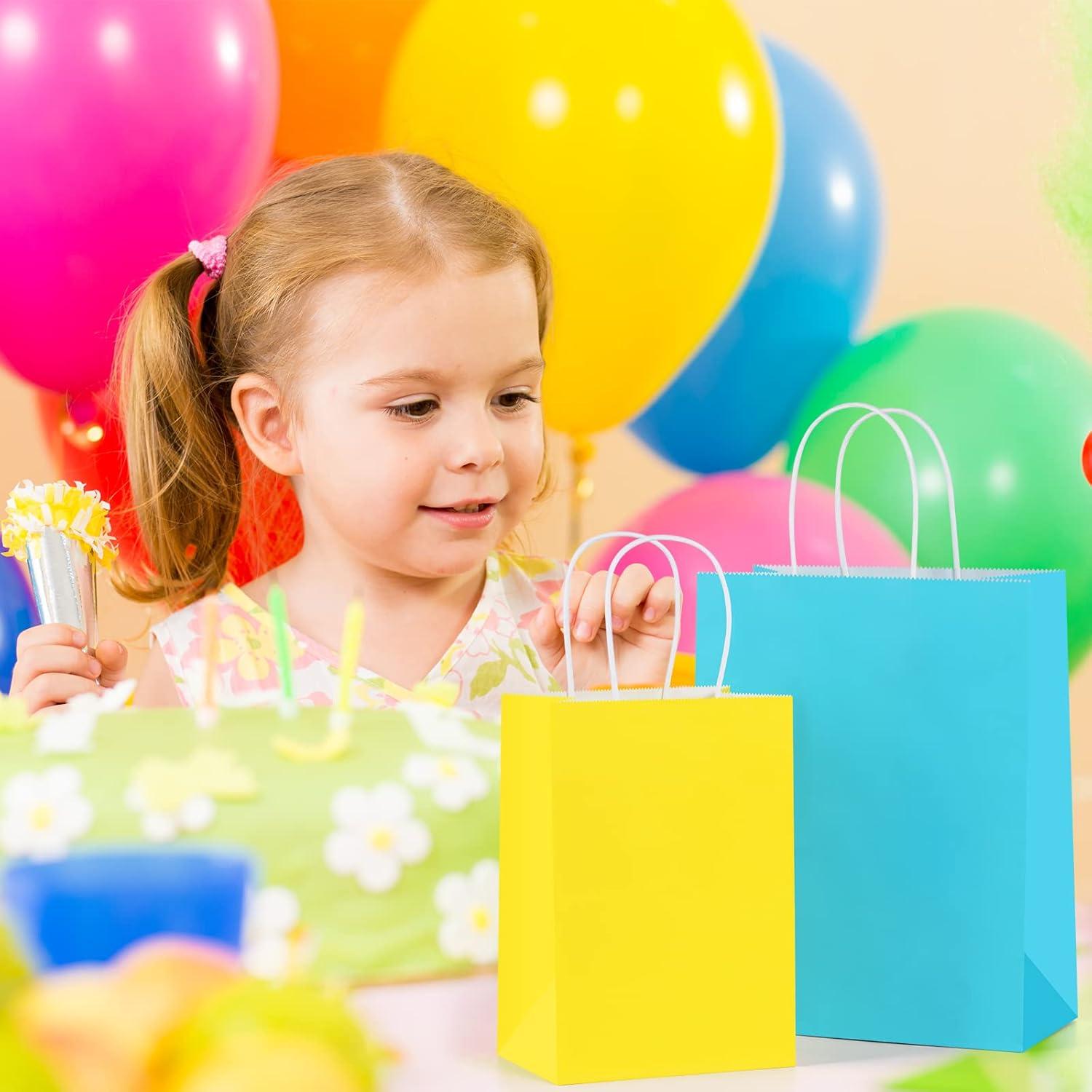 BagDream 24 Pack Rainbow Gift Bags with Handles, 6 Colors Small Party Favor Bag Goodie Bags for Kids Birthday, Party Favors, Birthdays & Celebrations, 5.25x3.75x8"