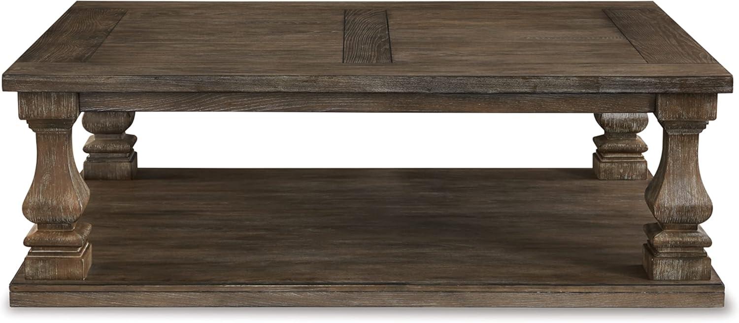 Gray Elm Veneer Rectangular Coffee Table with Shelf