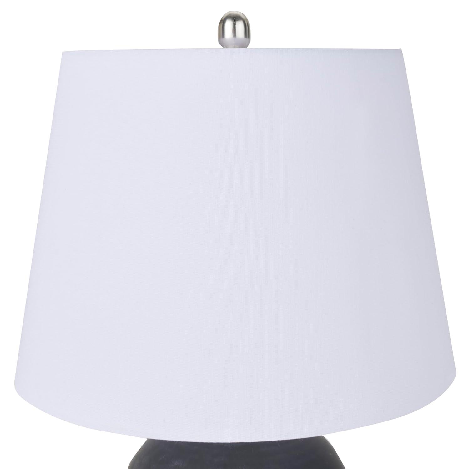 Nourison Home 23" Black Vintage Distressed Ceramic Pot Table Lamp for Bedroom, Living Room, End Table, with White Tapered Drum Shade