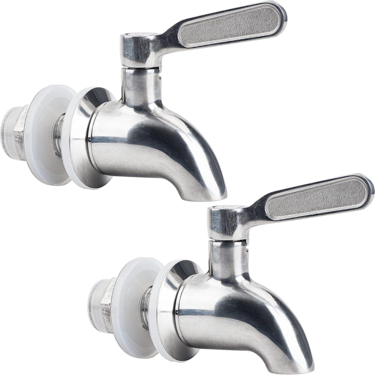 Polished Stainless Steel Beverage Dispenser Replacement Spigot Set