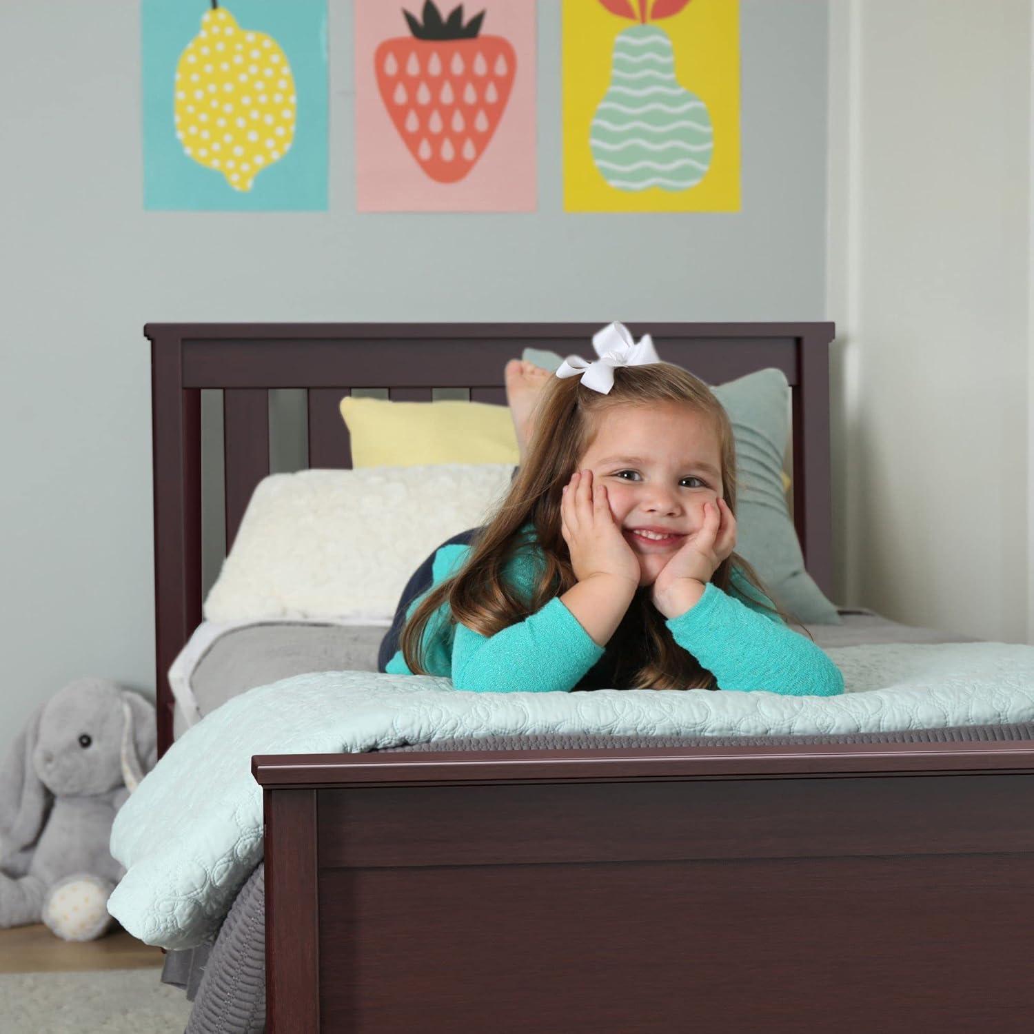 Pine Wood Twin Bed with Slatted Headboard and Trundle