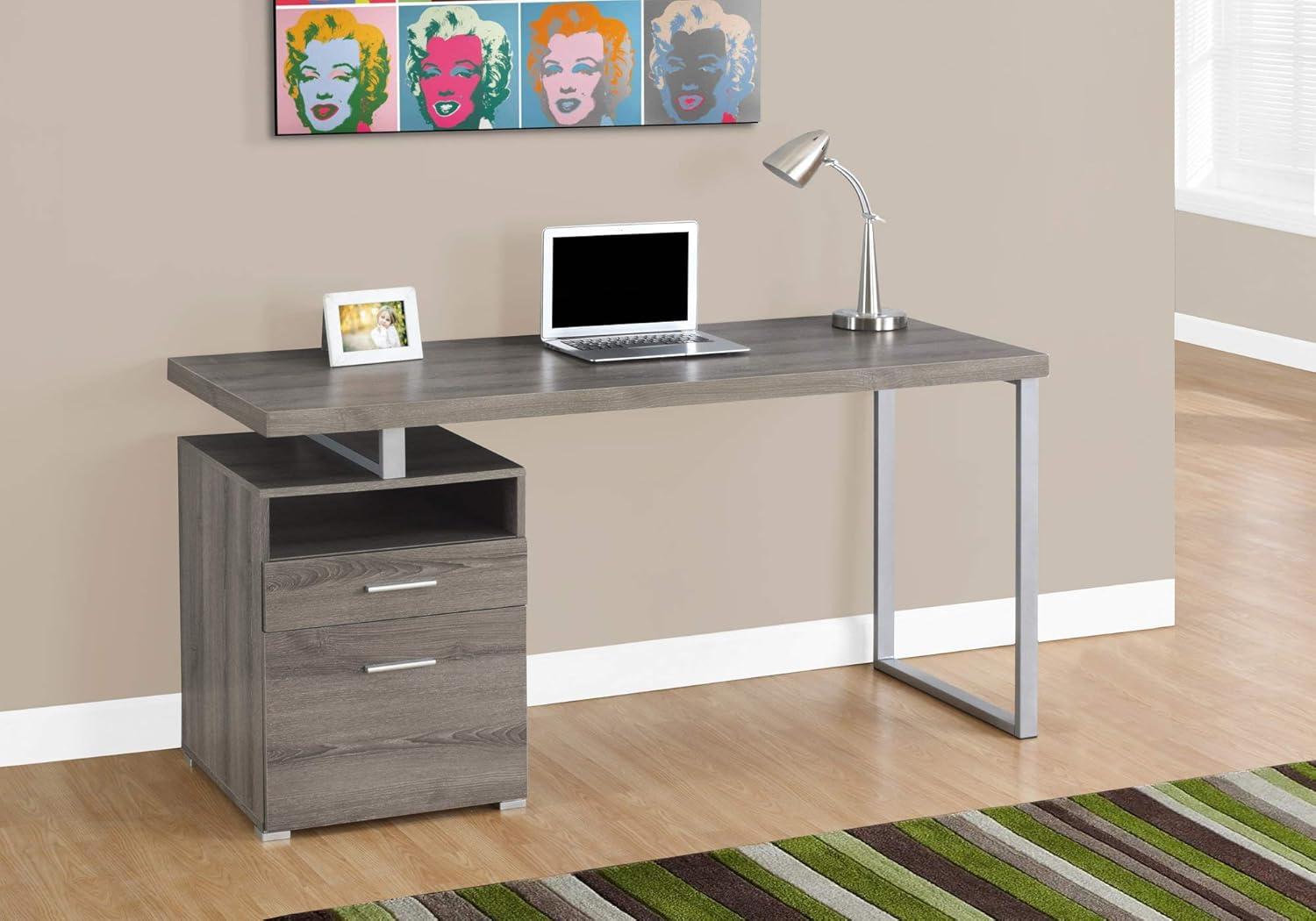 Monarch Specialties Computer Desk, Home Office, Laptop, Storage Drawers, 60"L, Work, Brown Laminate