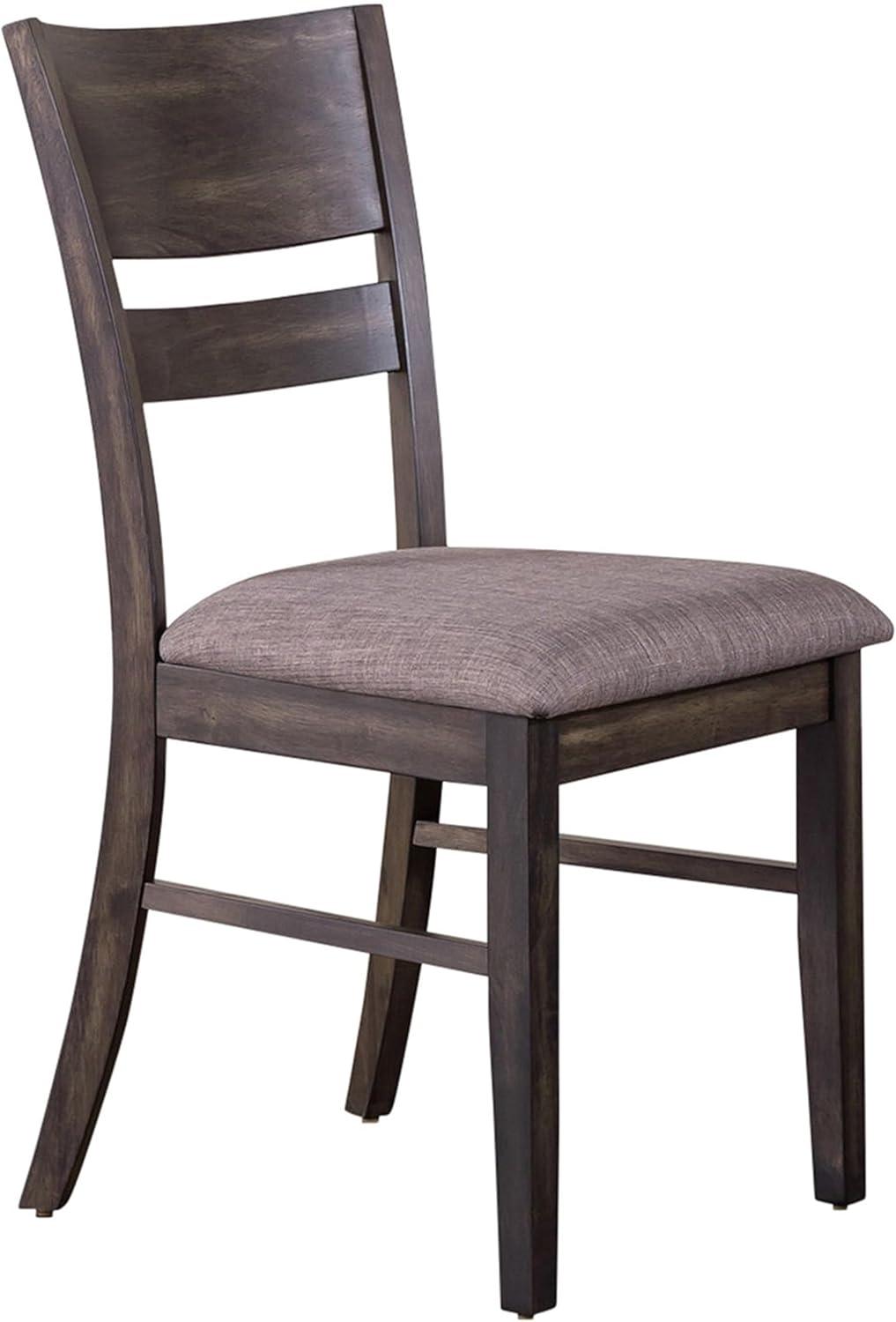 Roundhill Almeta Solid Wood Slat Back Upholstered Dining Chairs - Set of 2