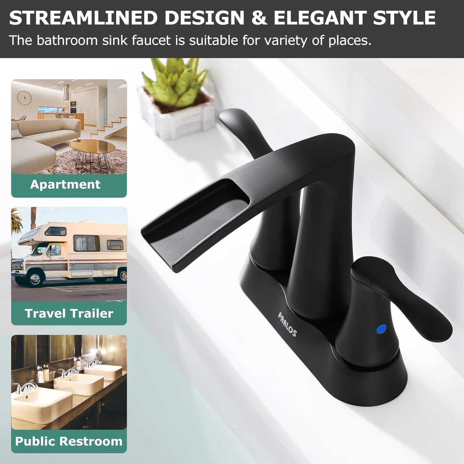 Doris Waterfall Centerset 2-handle Bathroom Faucet with Drain Assembly