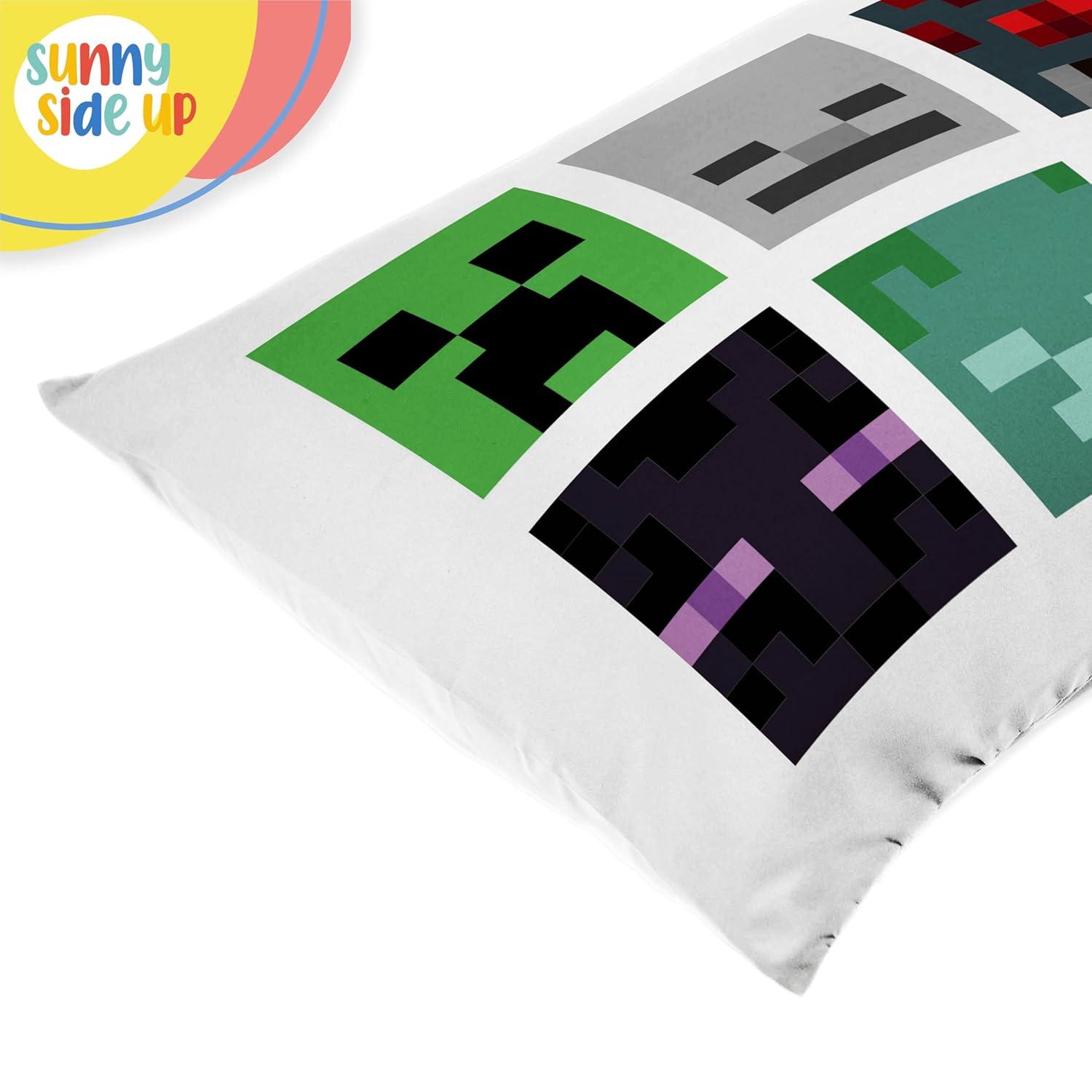 Sunny Side Up Minecraft Mobs & Animals 2 Pack Reversible Pillowcases - Double Sided Pillow Covers, Kids Super Soft Creeper Bedding