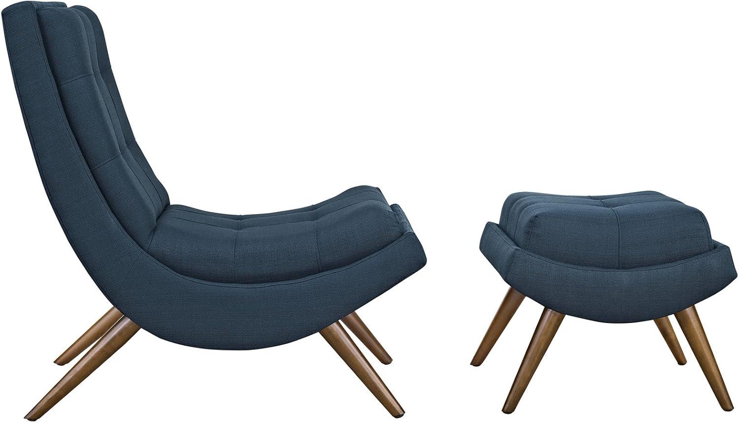 Modway Ramp Mid Century Fabric Lounge Chair Set