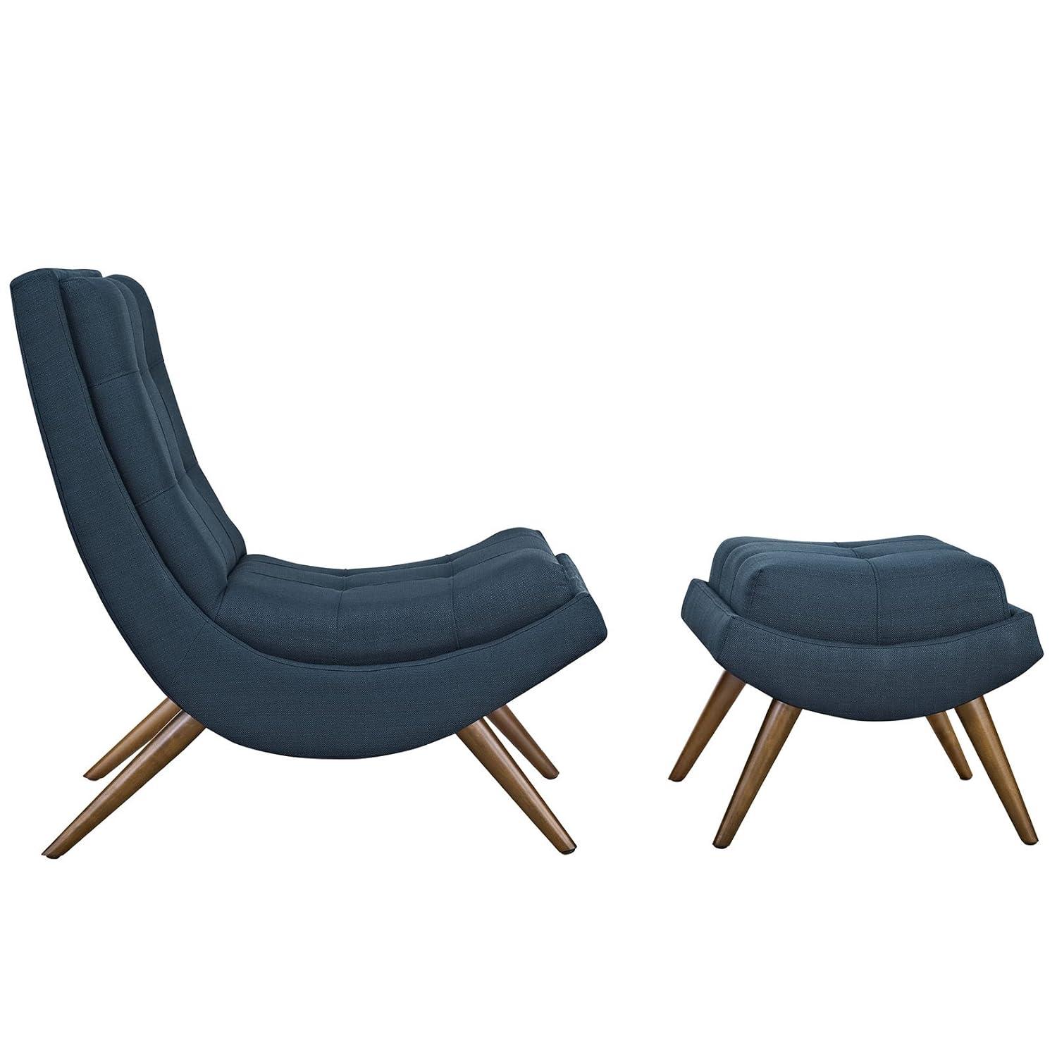 Modway Ramp Mid Century Fabric Lounge Chair Set