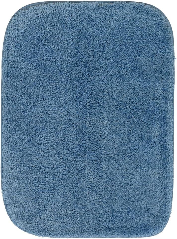 4pc Traditional Nylon Washable Bathroom Rug Set Basin Blue - Garland Rug: Includes Lid & Contour Cover, Machine Made